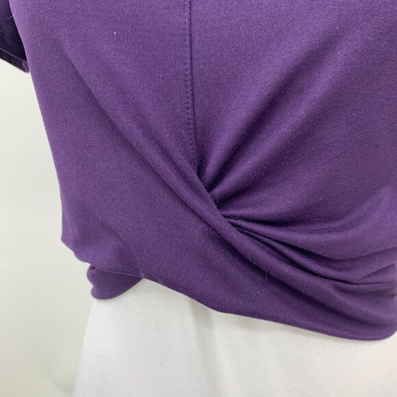 Zyia Active Twist Cropped Top Womens M Medium Purple Keyhole Short Sleeve Shirt - Picture 5 of 12